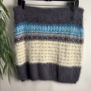 Lou & Grey Gray and Blue Fuzzy Midi Skirt
